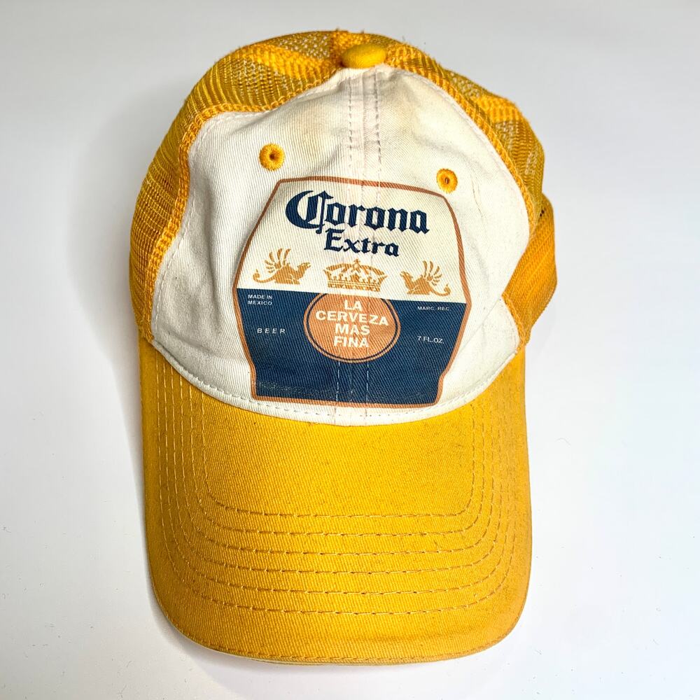 CORONA EXTRA CERVEZA Yellow Puerto Vallarta Mesh Trucker‎ Hat Snapback Cap Beer